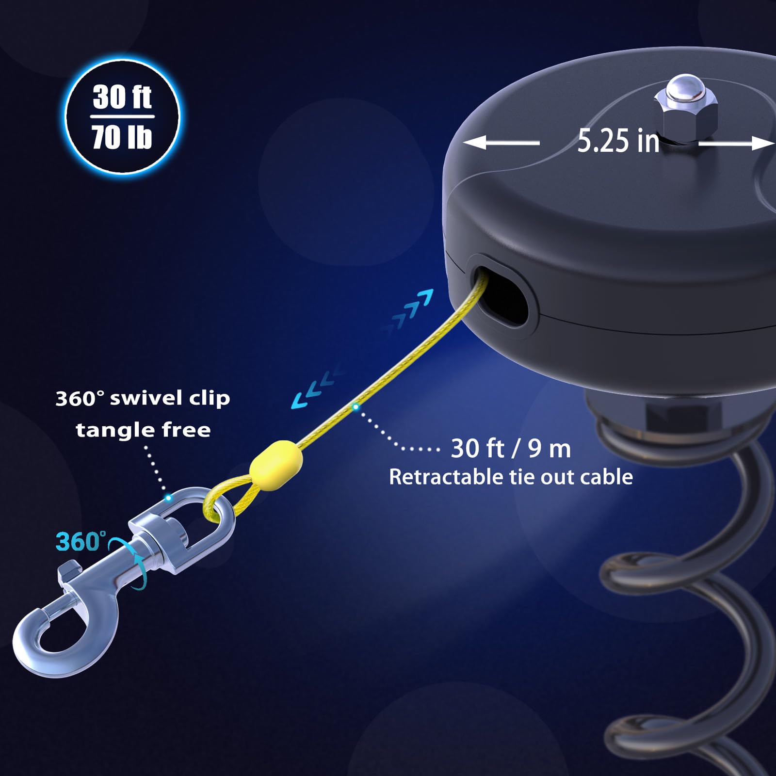 Piquet spirale 360° Pestairs pour fixation solide dans le sol