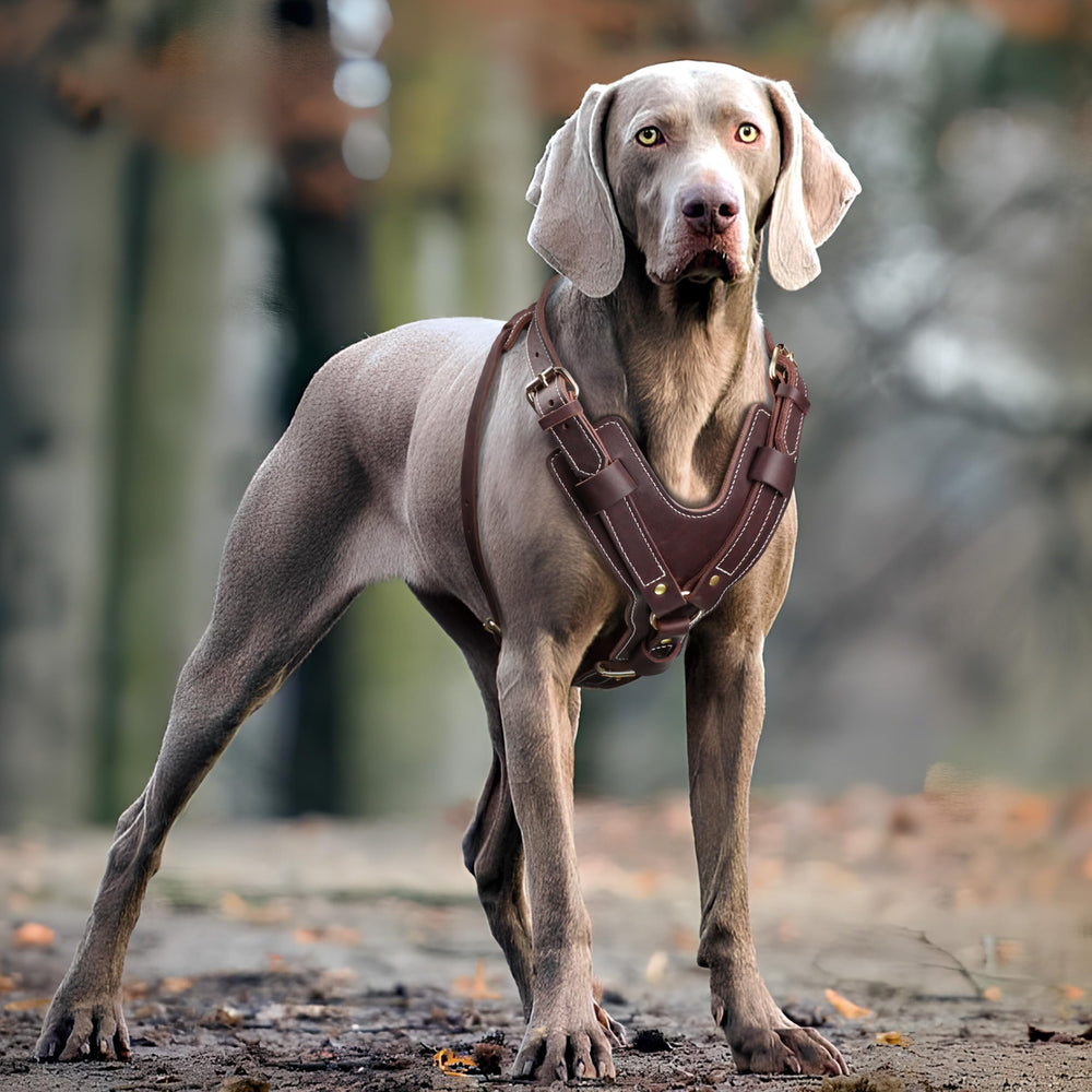 HARNAIS PET ARTIST cuir double couche, confort durable lors des promenades.