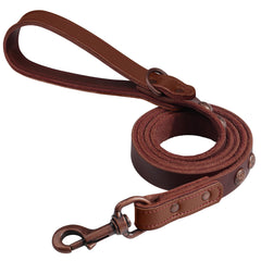 Laisse PET ARTIST en cuir grain fin brun, idéale pour balades élégantes