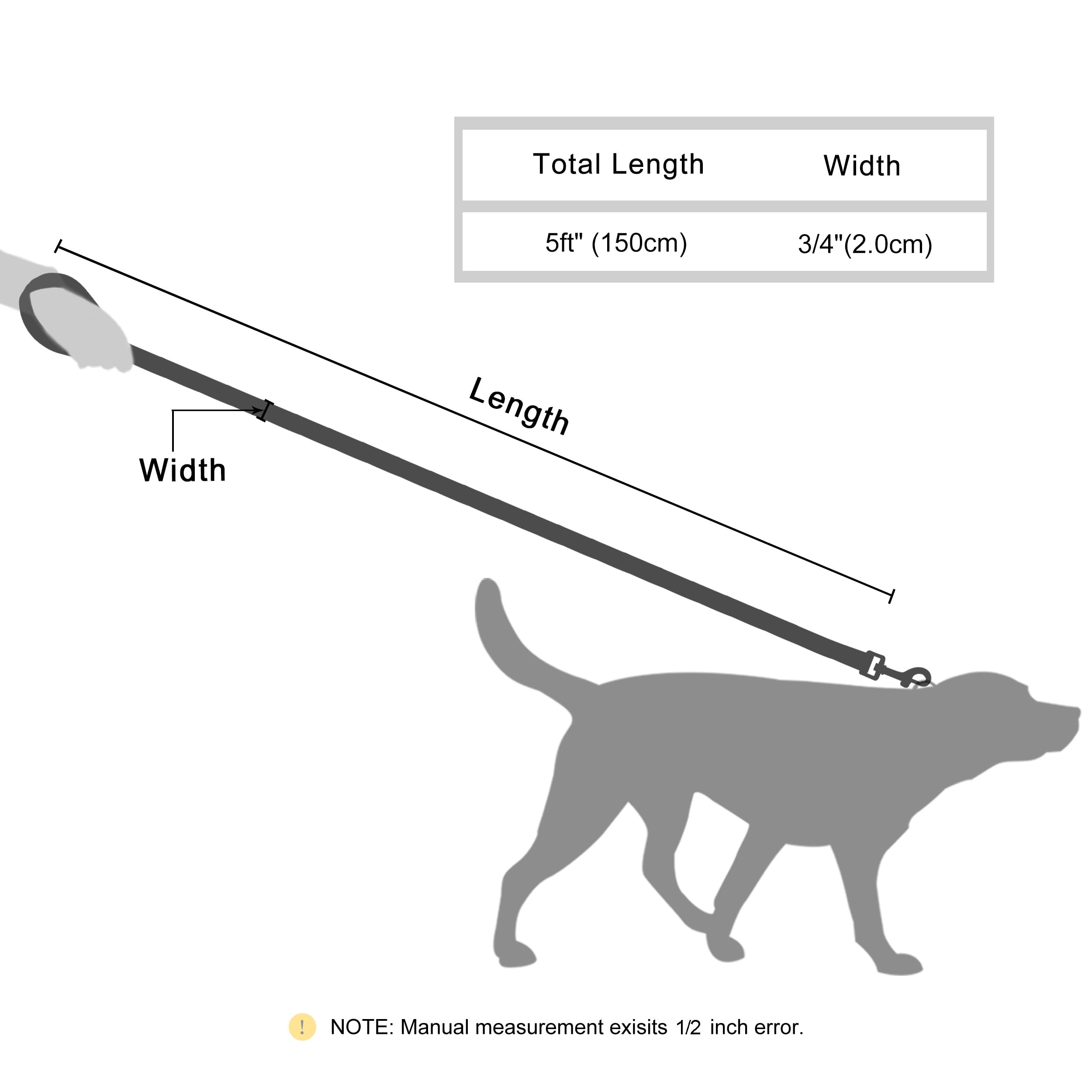 Longueur 5 pieds idéale pour chiens de taille moyenne à grande