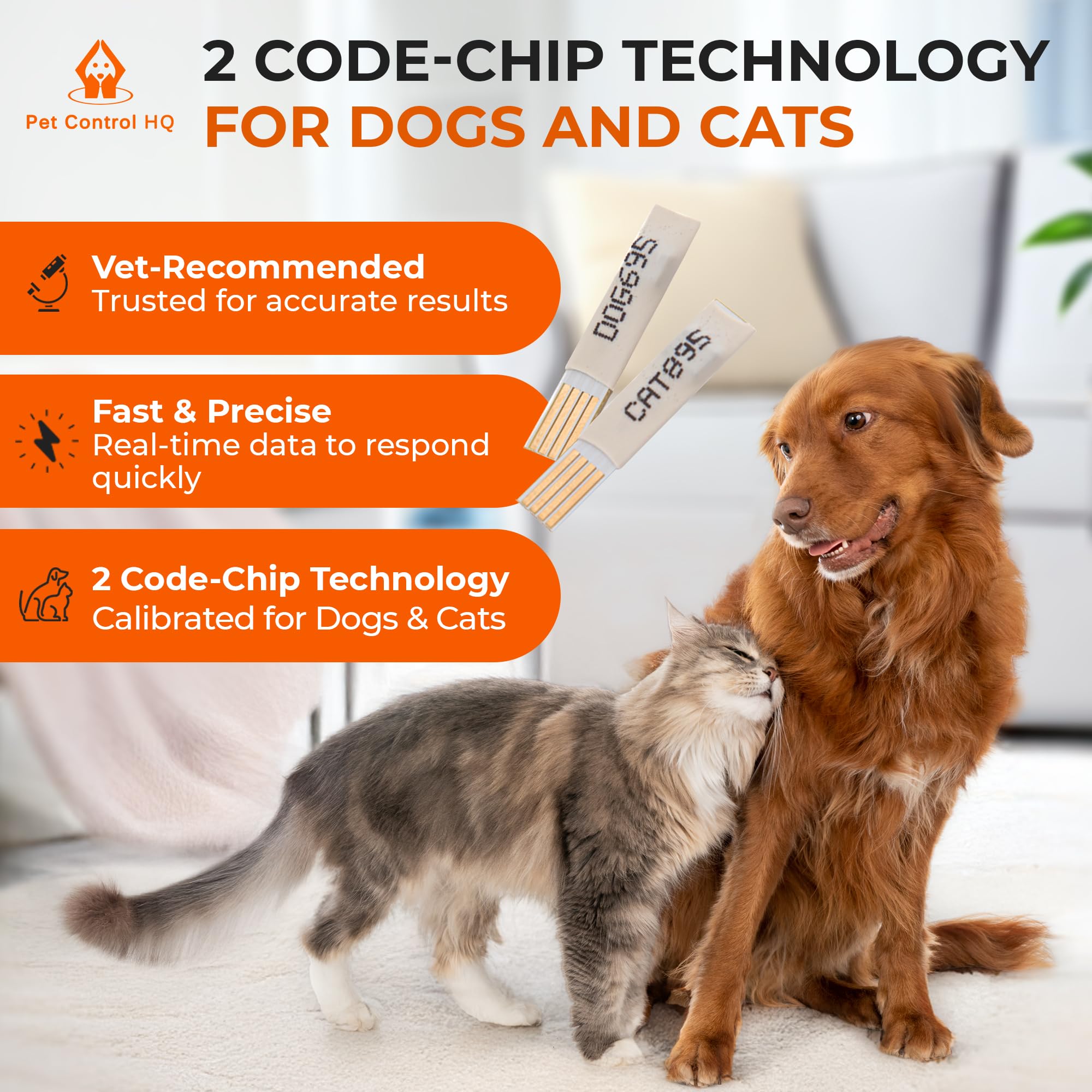 Pet Control HQ bandelettes glucose: double puce calibrée pour chiens et chats.