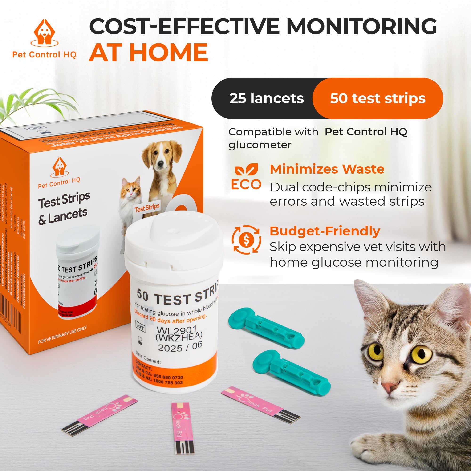 Pack économique Pet Control HQ: bandes et lancettes incluses.