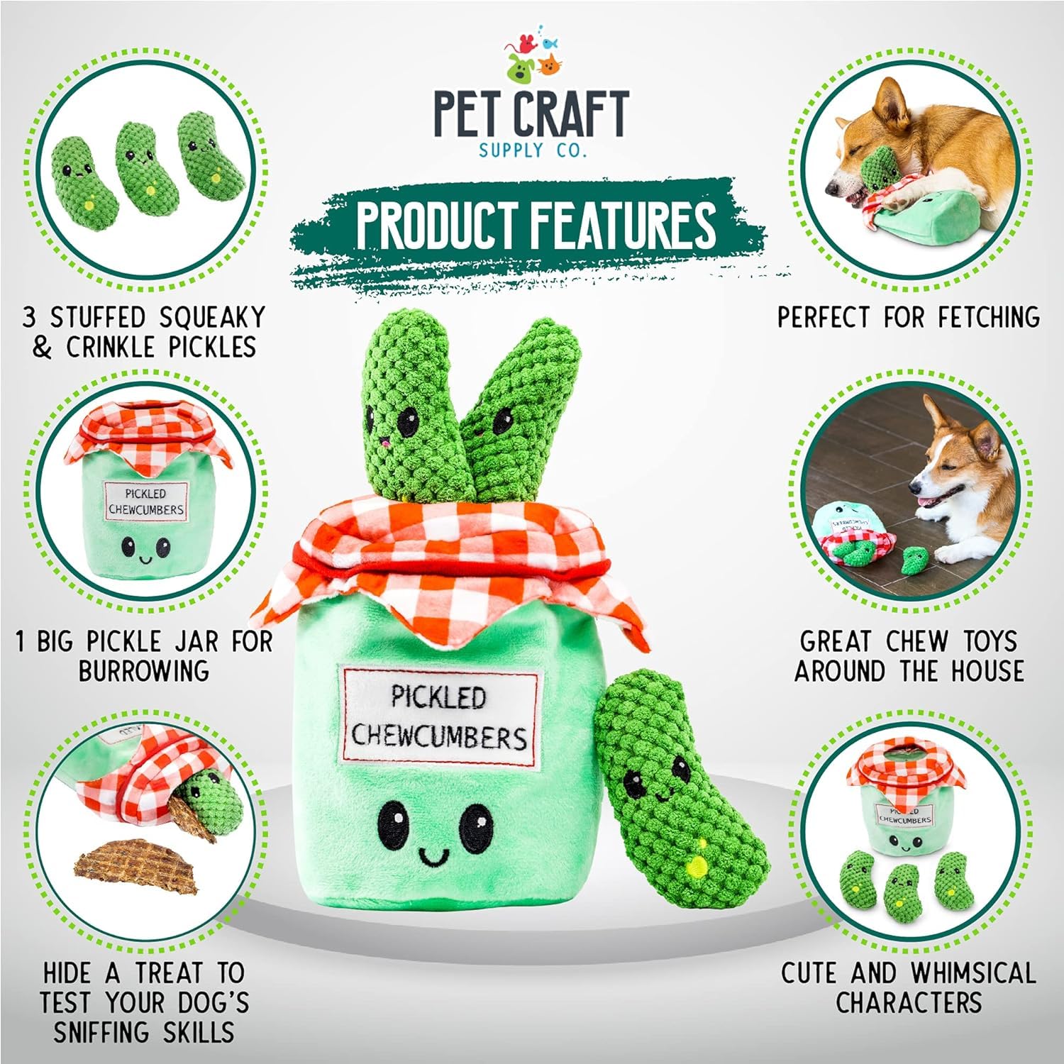 Le jouet Pet Craft Supply offre des sons de crissement pour capter l'attention du chien.