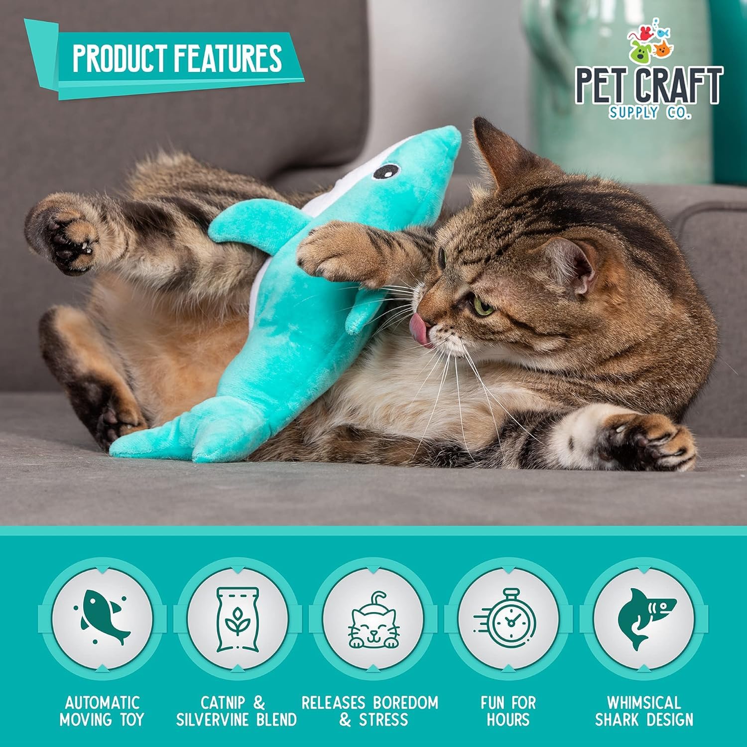 Pet Craft Supply Poisson mouvement réel pour chat, incite à l'exercice et au jeu.