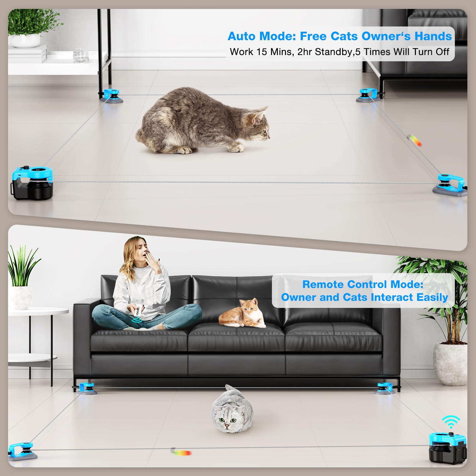 Pet Deluxe corde de 60m fournissant un grand espace de jeu.