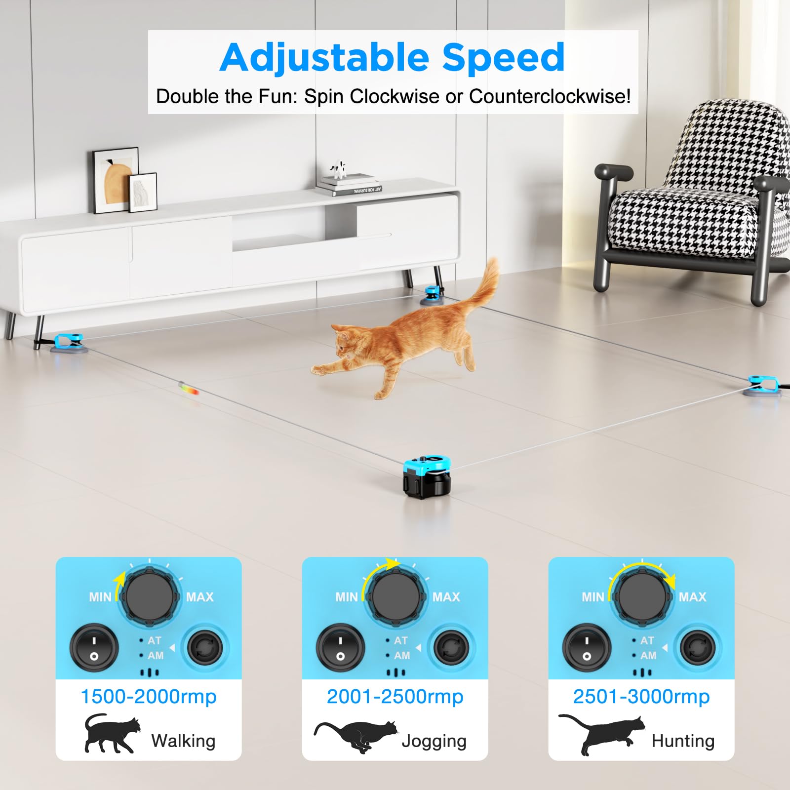 Pet Deluxe souris simulée avec sons pour chats en chasse.