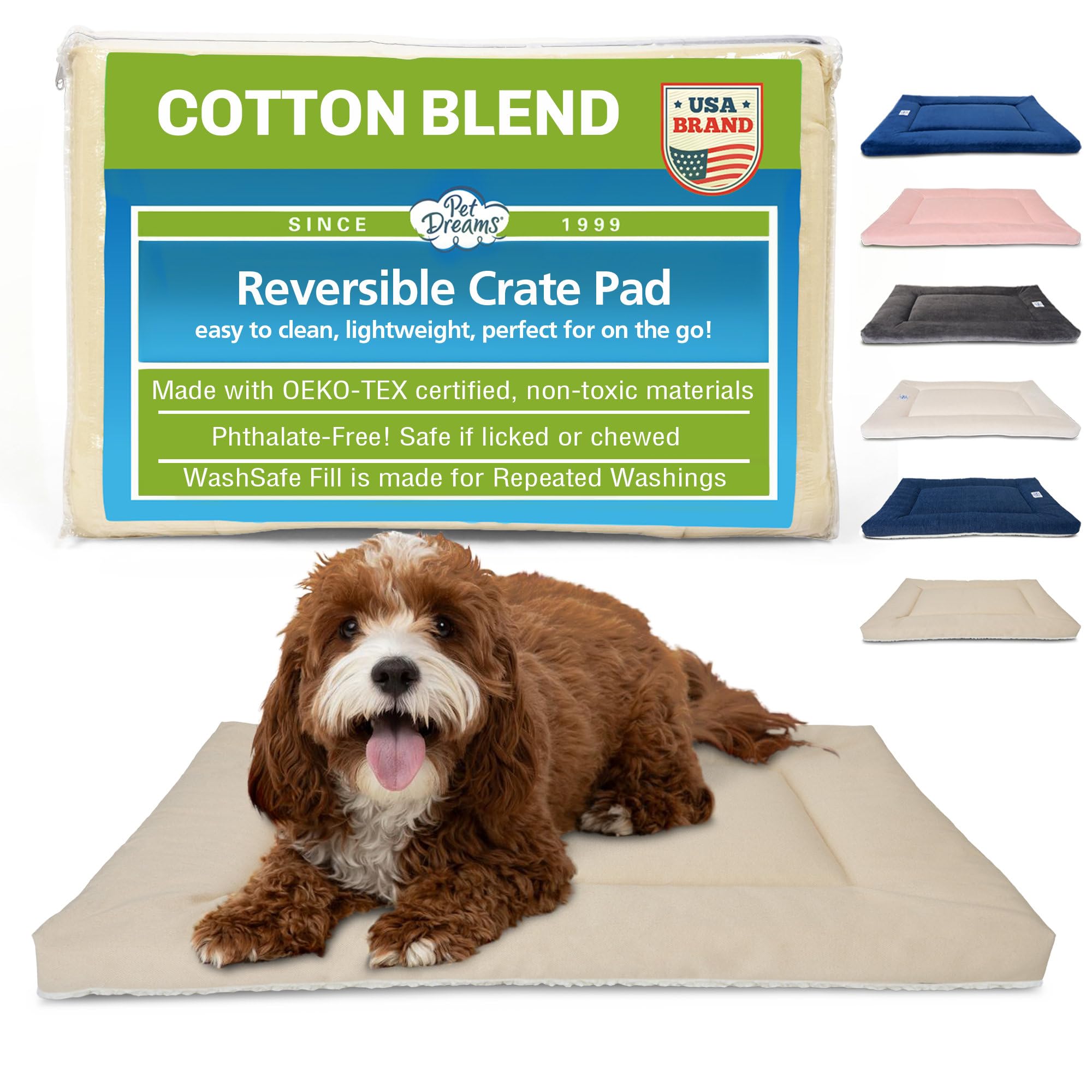 Pet Dreams coussin de caisse chien – rembourrage WashSafe pour confort durable