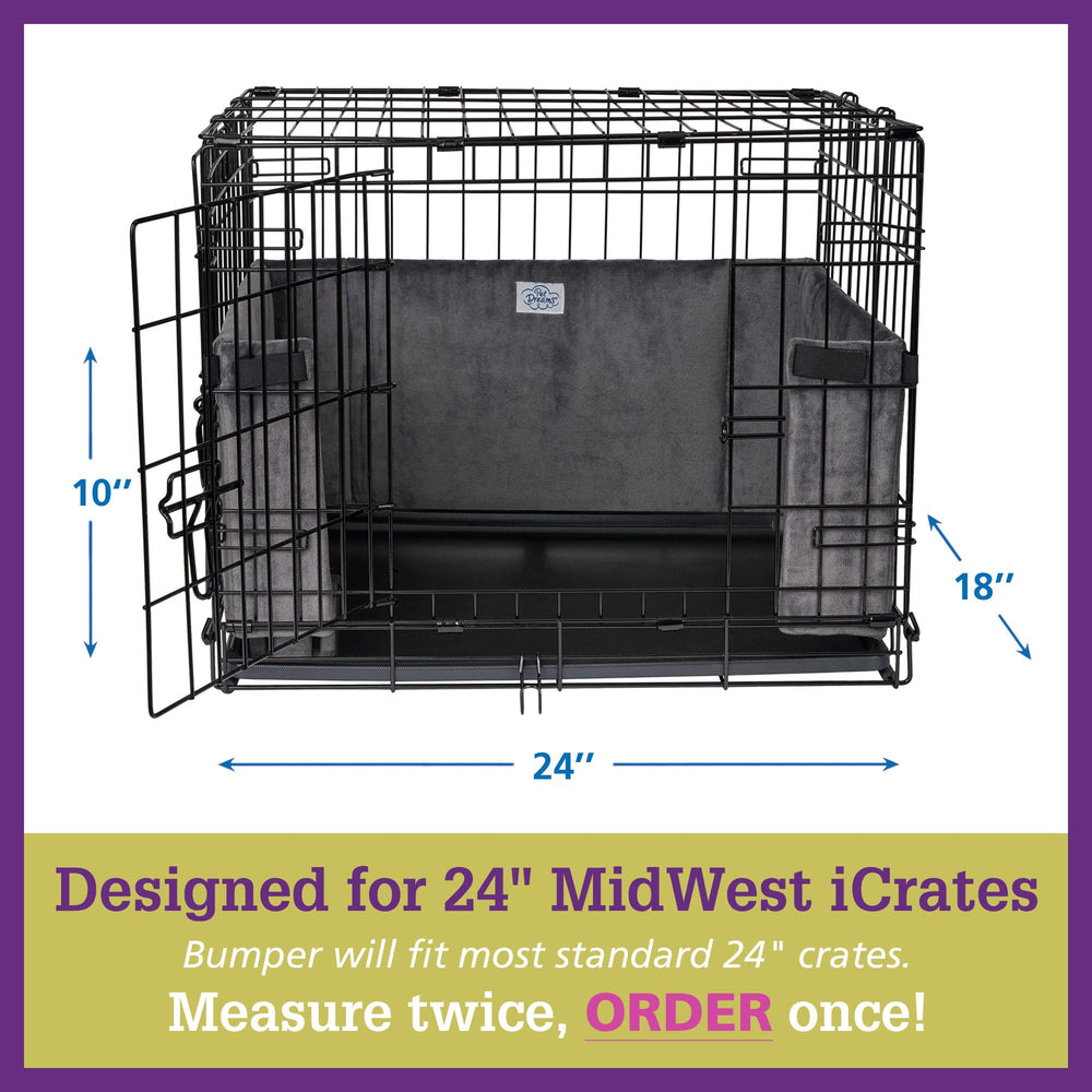 Pet Dreams Crate Bumper – tissu dense et sans substances chimiques.