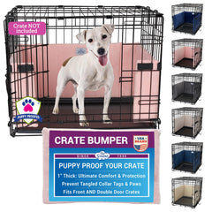 Pet Dreams Dog Crate Bumper – vue avant montrant le rembourrage intérieur confortable.