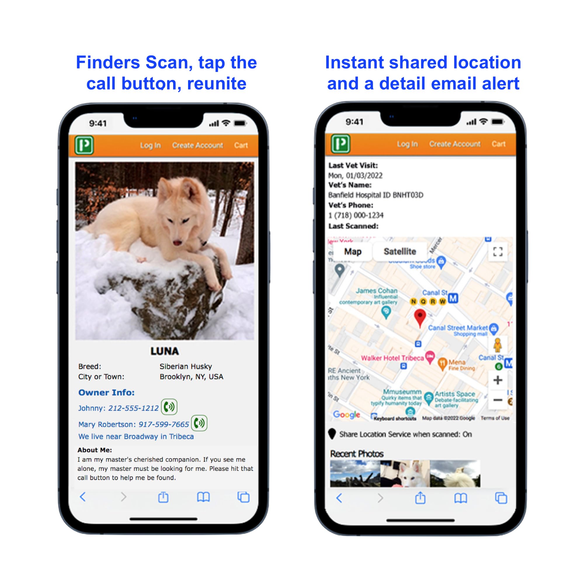 Pet Dwelling – Boîtier imperméable du tag QR pour usage extérieur.