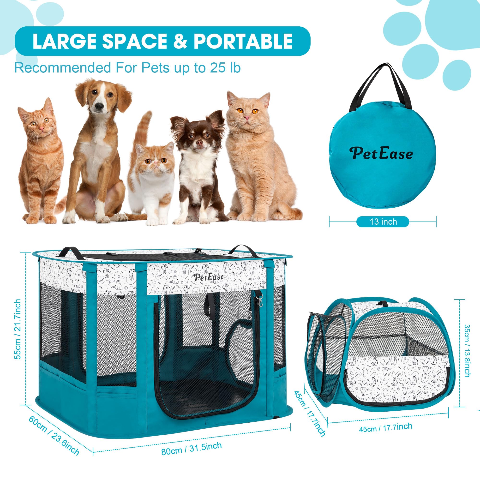 PetEase enclos chat camping avec moustiquaire, trois portes faciles d’accès.