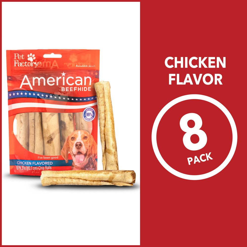 Pet Factory rouleaux-chip poulet 5 po, saveur attirante pour chiens dynamiques.