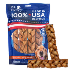 Baton boeuf tresse Pet Factory pour chien de taille moyenne, mastication durable.