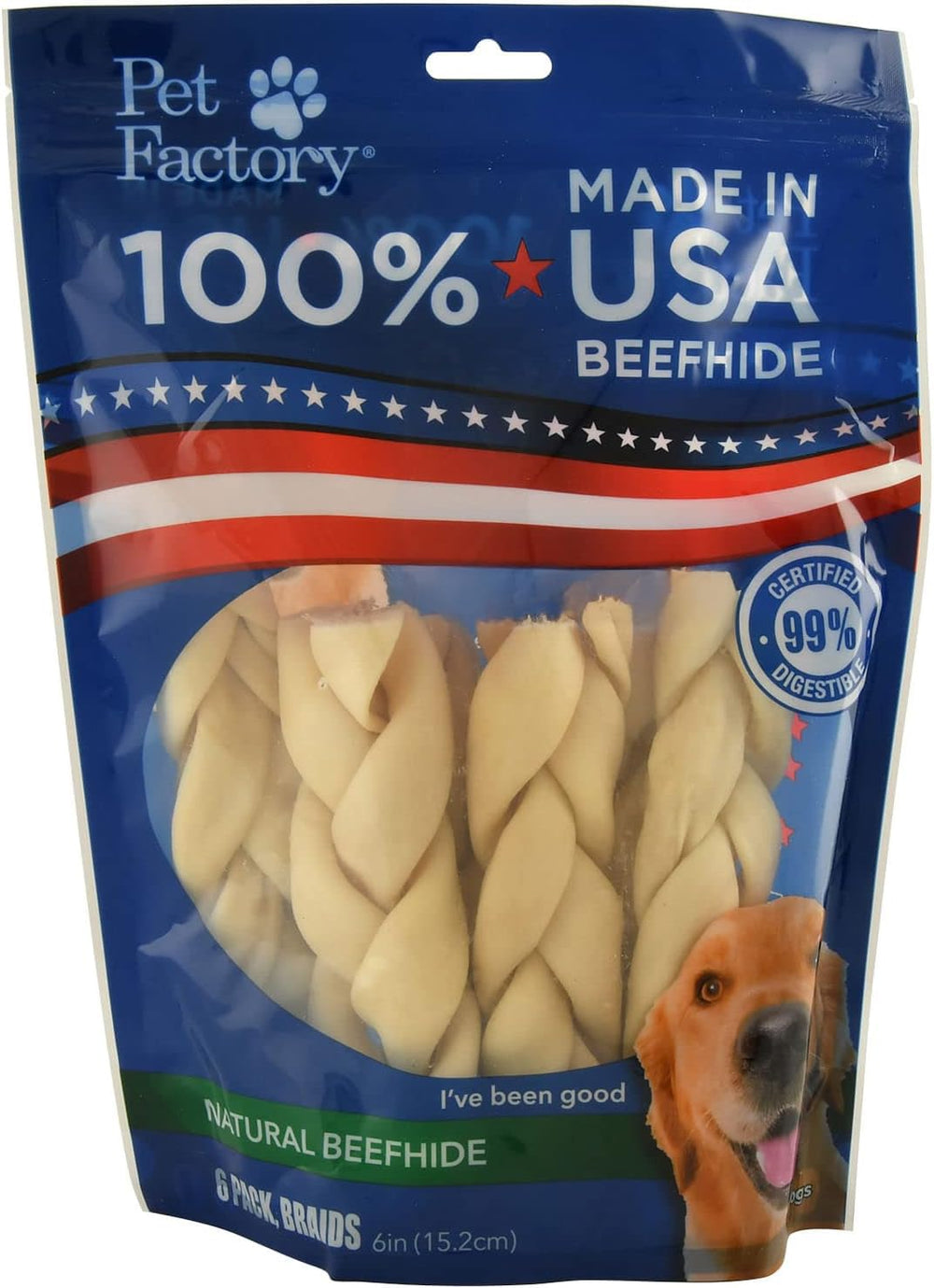 Pet Factory batons tresses boeuf 7 pouces, mastication durable pour chien