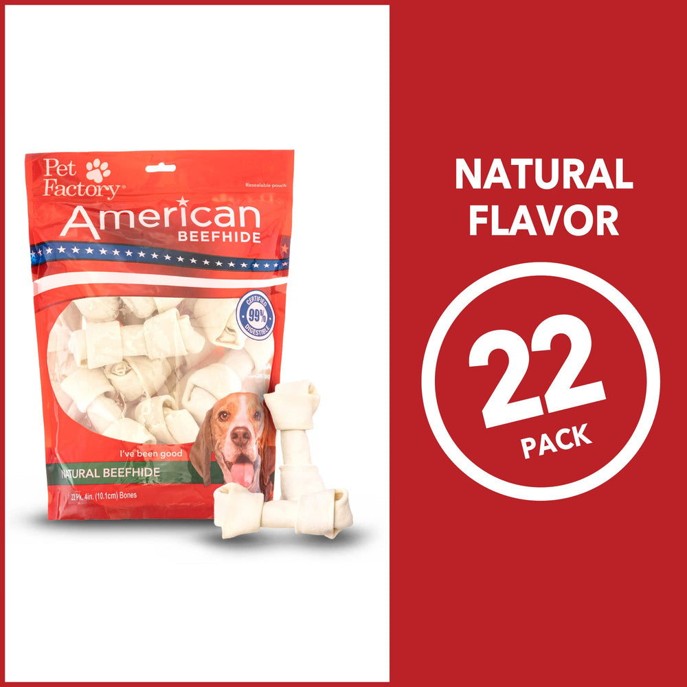 Pet Factory boeuf américain noeud 4-5 pouces: texture naturelle pour mâcher