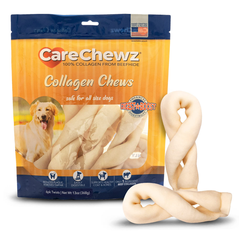CareChewz Collagene Twist 6-7 pouces, bouchée naturelle pour chien, texture croquante