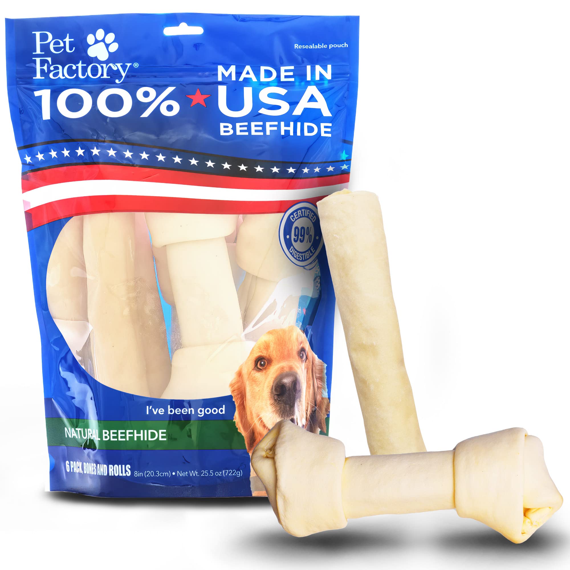 Pet Factory os-boeuf-8-9 pouces: friandise robuste pour chiens qui aiment mâcher