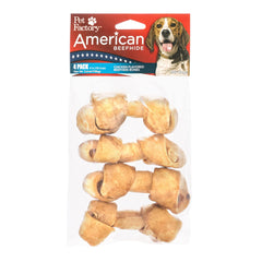 Pet Factory os boeuf americain natté 4-5 pouces, goût poulet, parfaite mastication