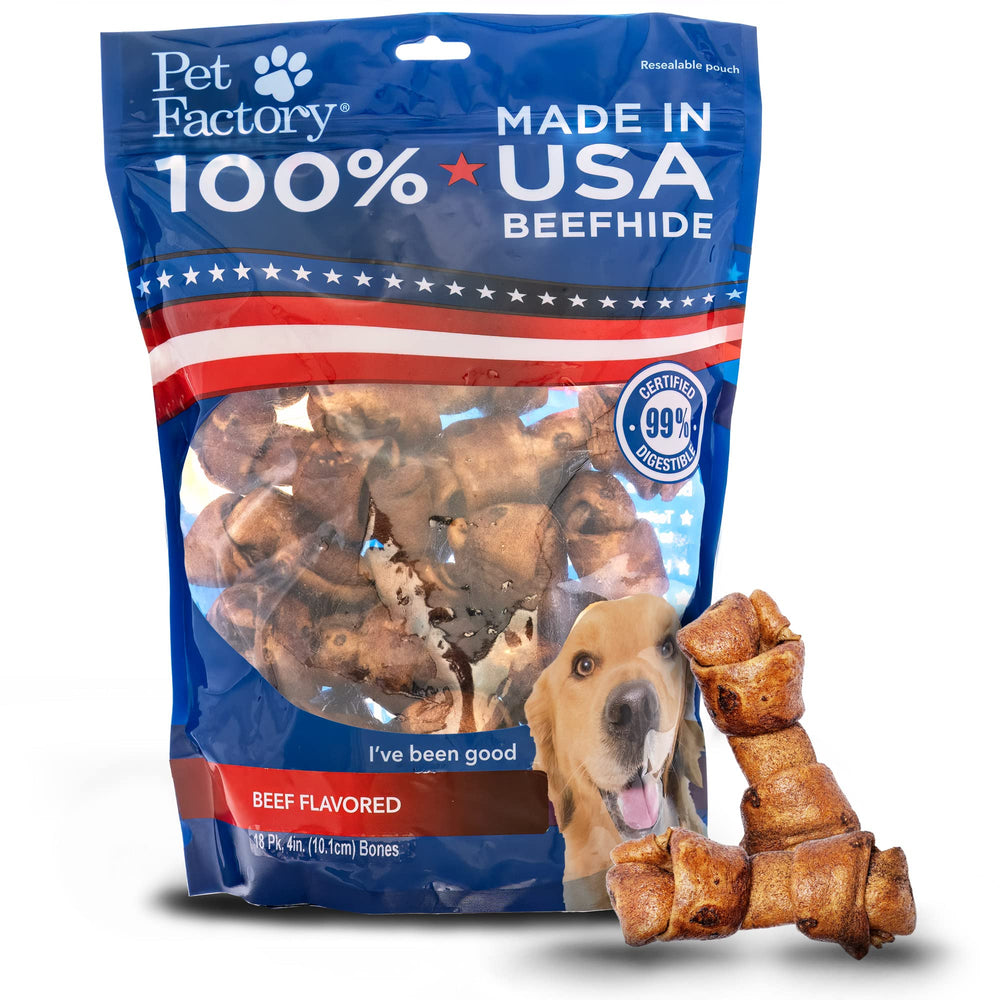 Pet Factory os boeuf noué 4 pouces, favorise une mastication durable pour chien