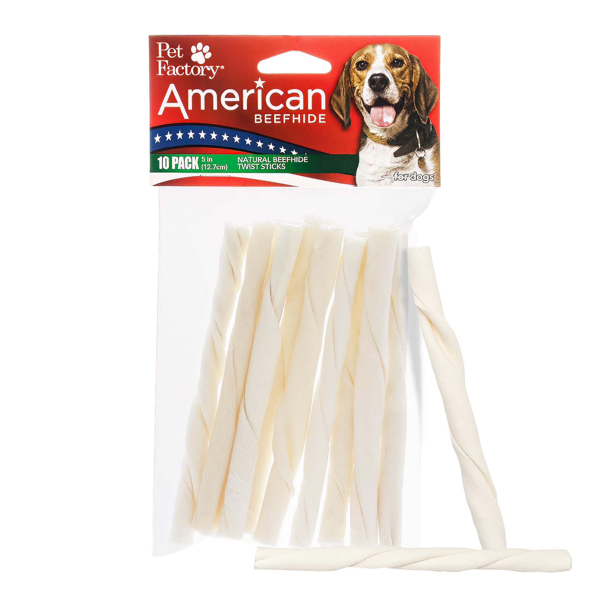 Pet Factory torsade boeuf americain 5 pouces pour nettoyer les dents et rafraîchir l’haleine