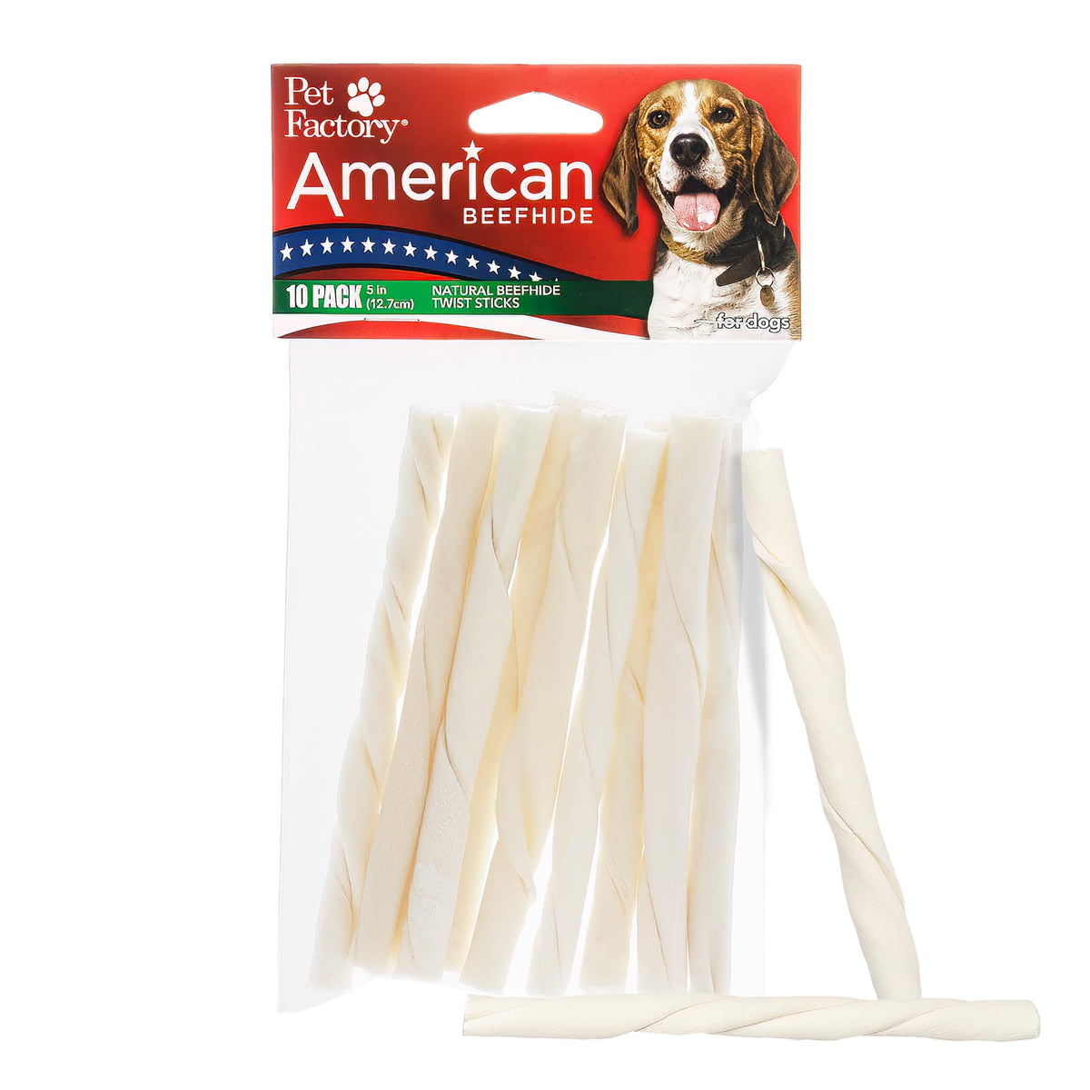 Pet Factory torsade boeuf americain 5 pouces pour nettoyer les dents et rafraîchir l’haleine