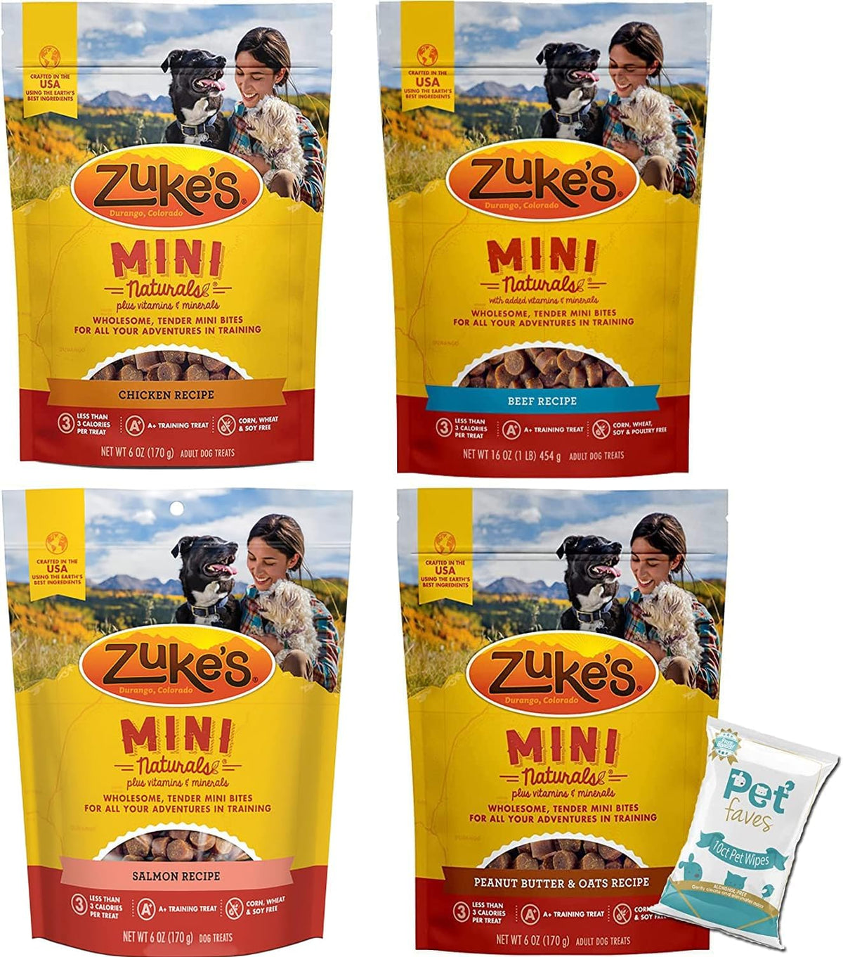 Pet Faves Zukes Mini Naturals poulet – bouchées tendres idéales pour l’entraînement.