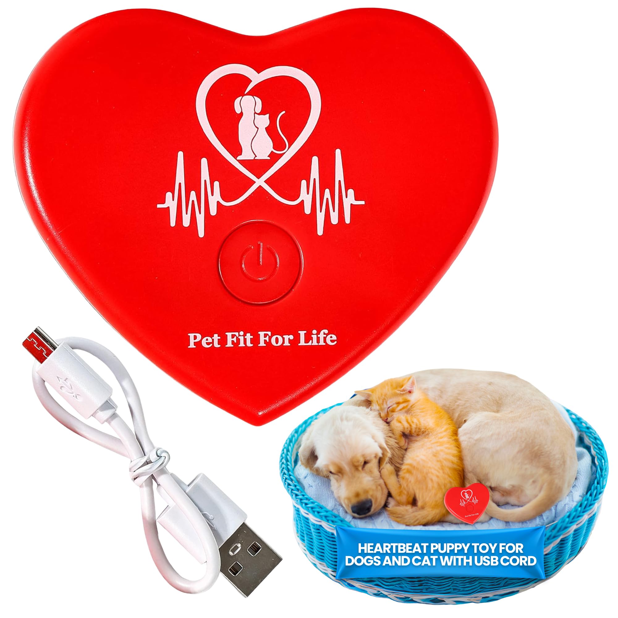 Pet Fit For Life – cœur battant chiot rechargeable, simulateur réconfortant.