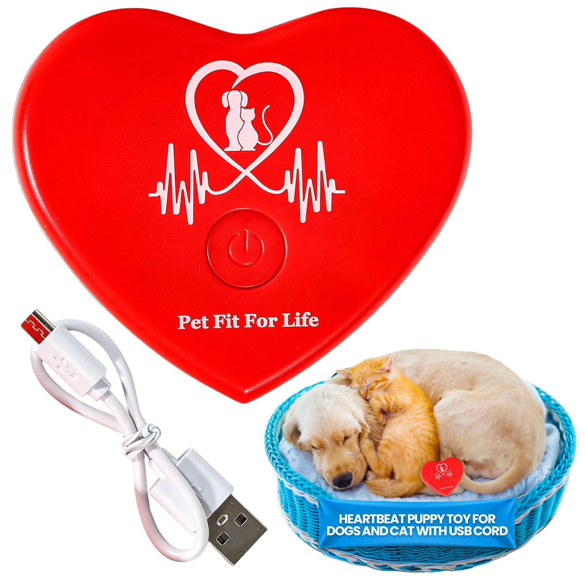 Pet Fit For Life – cœur battant chiot rechargeable, simulateur réconfortant.