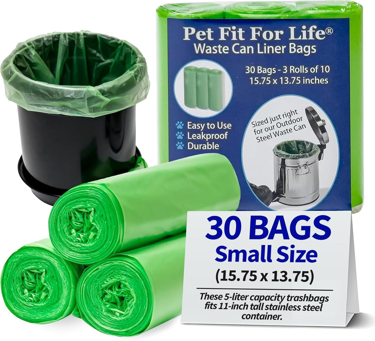 Rouleau Pet Fit For Life : sacs poubelle 5 litres, étanches et pratiques.
