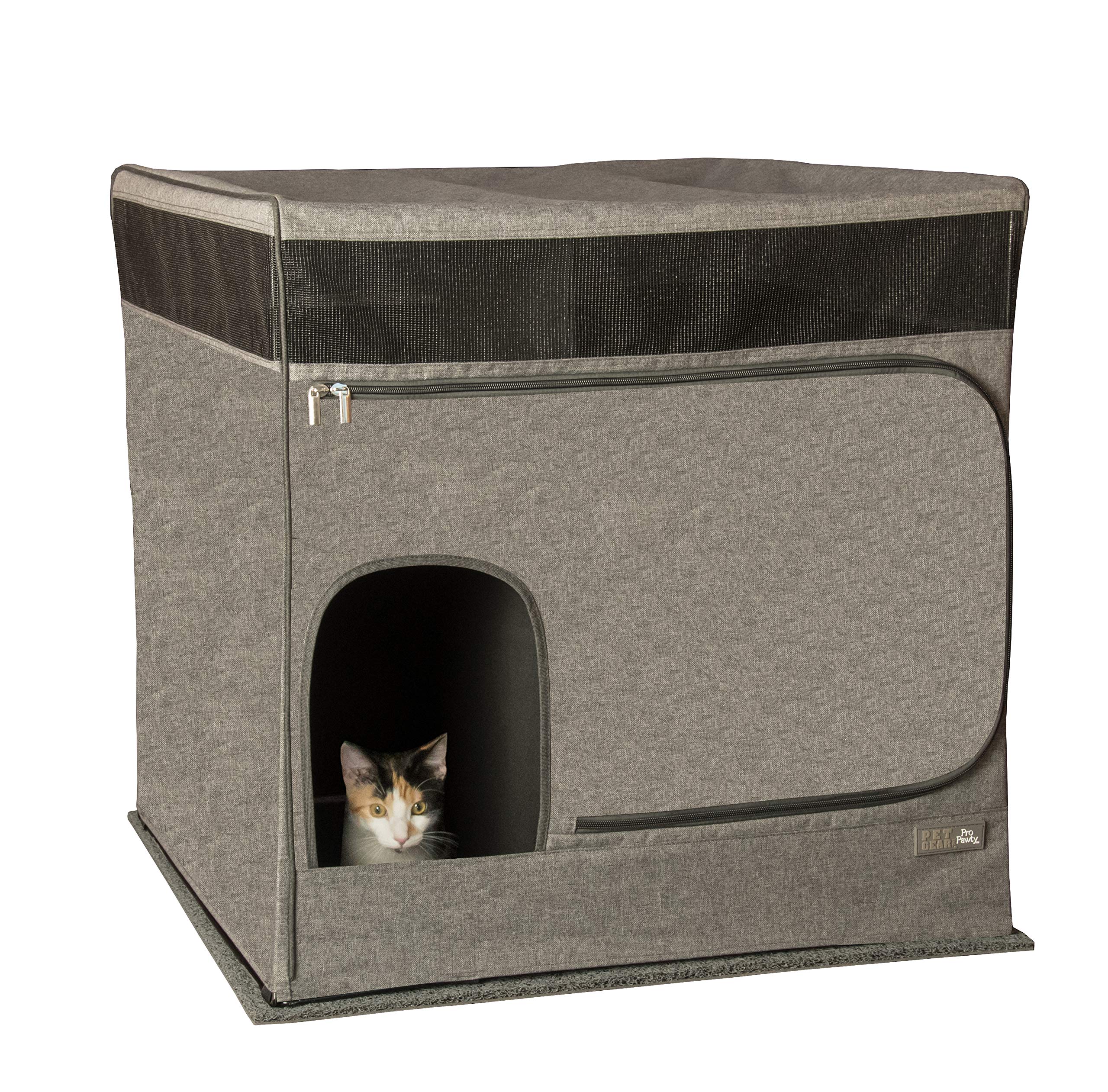 Pet Gear Pro Pawty avec tapis littertrax qui retient les particules et facilite le nettoyage.