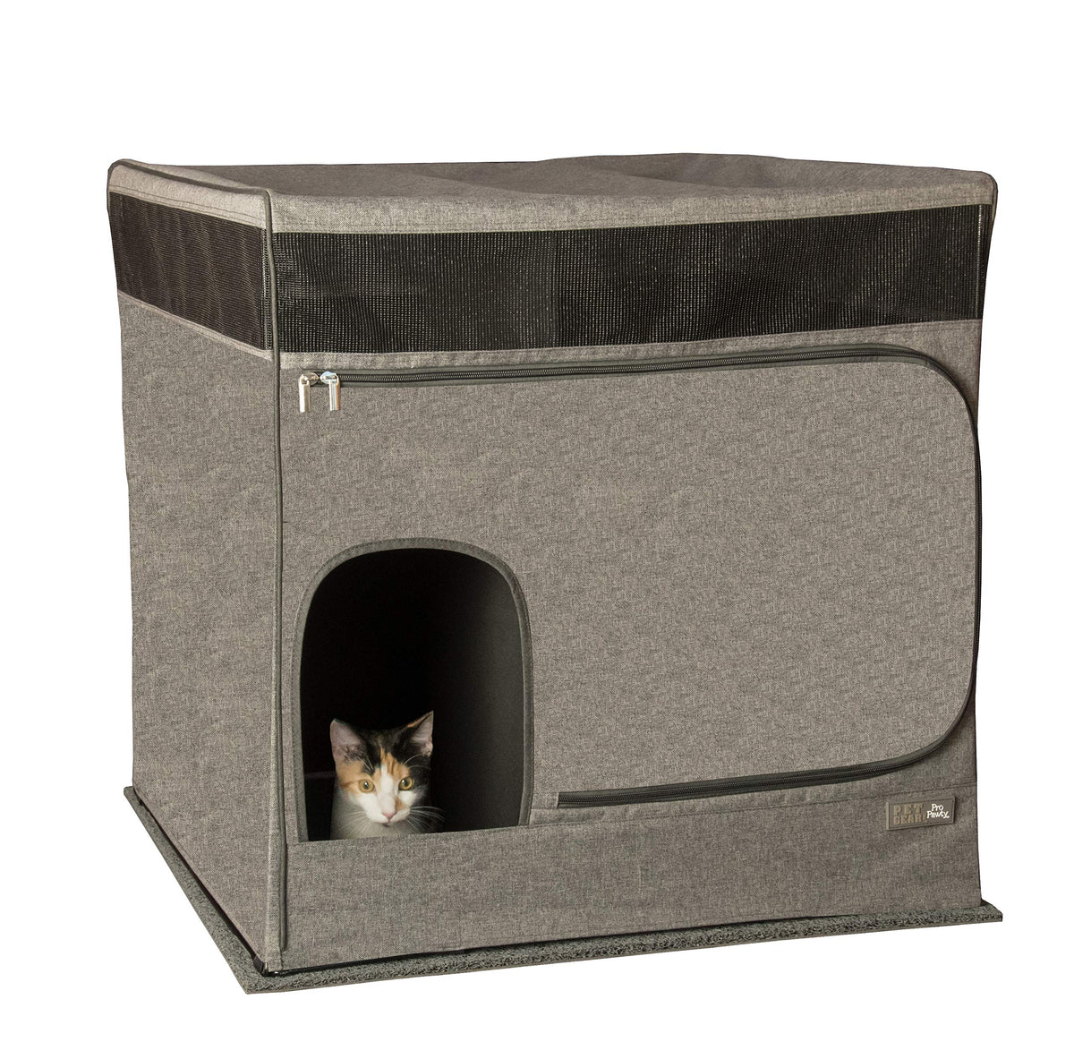 Pet Gear Pro Pawty avec tapis littertrax qui retient les particules et facilite le nettoyage.
