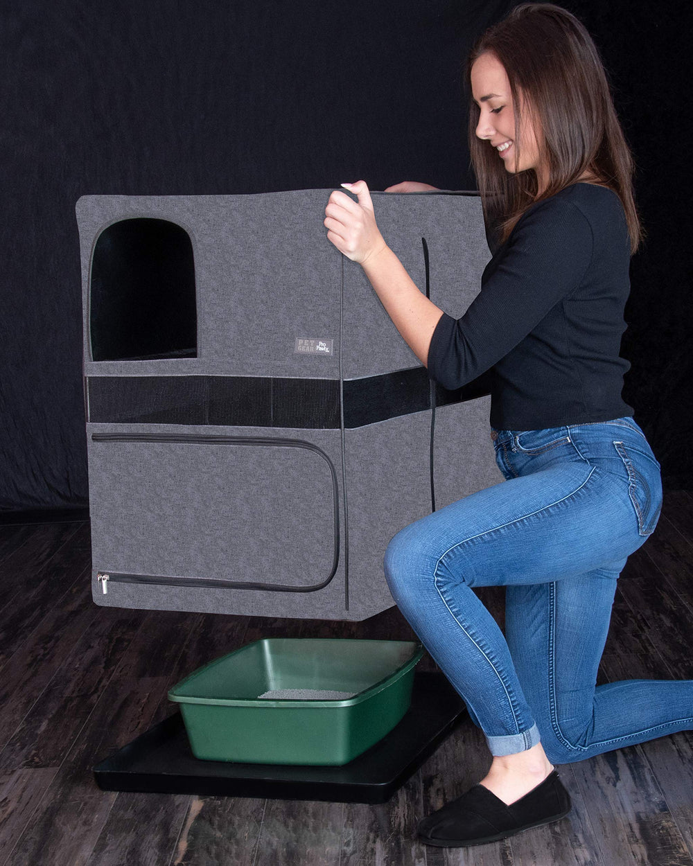 Pro Pawty plateforme en maille: les grains retombent dans le bac.