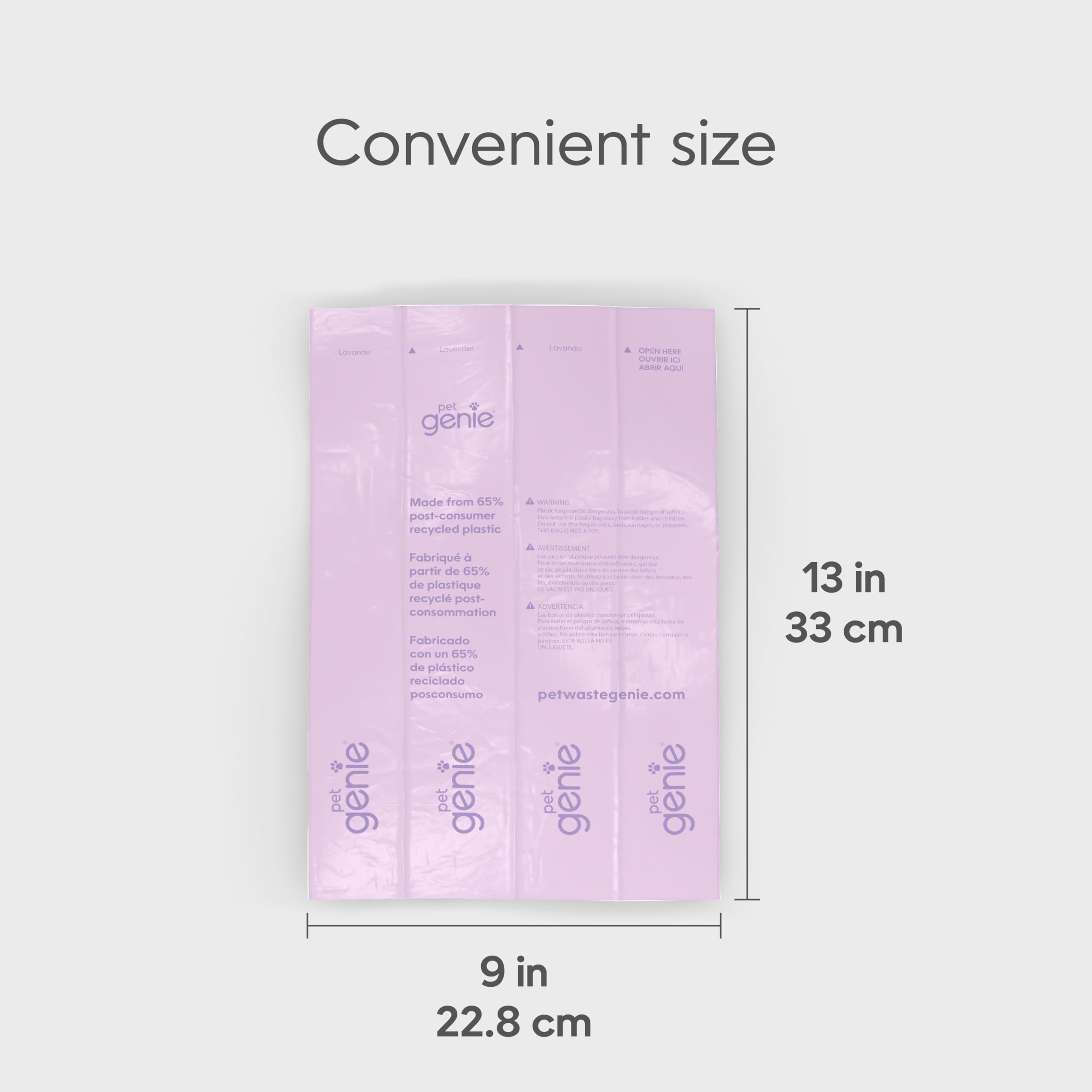 Distributeur Pet Genie accompagne les sacs pour une utilisation mobile.