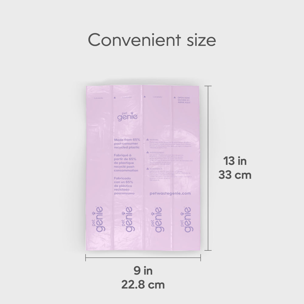 Distributeur Pet Genie accompagne les sacs pour une utilisation mobile.