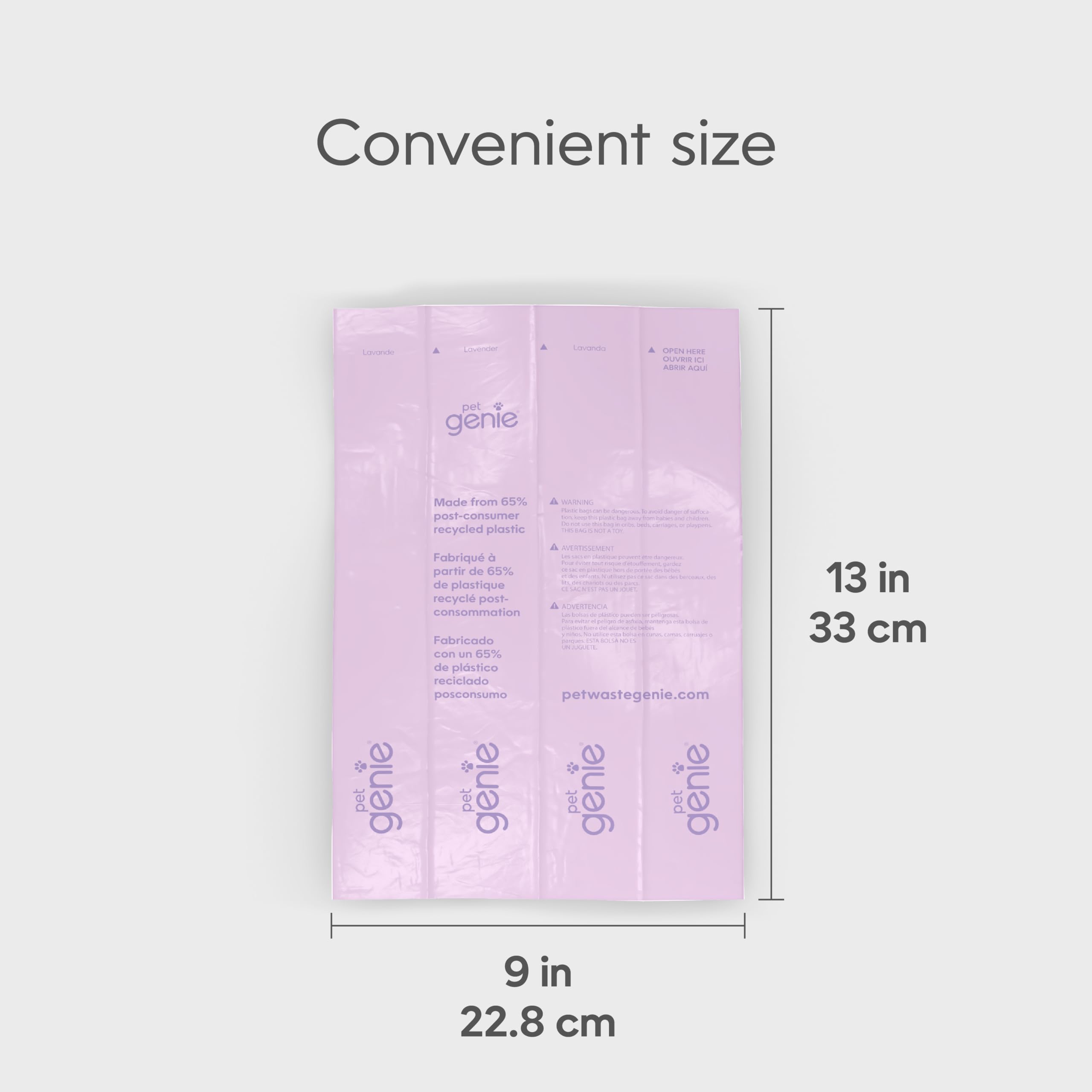 Pet Genie sacs-poubelle ouverture rapide lavande 9x13, nettoyage rapide