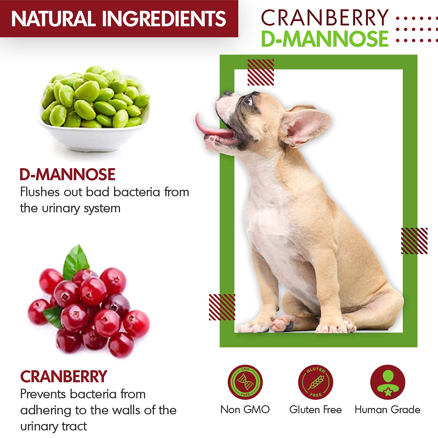 Pet Health Pharma Cranberry D-Mannose arôme-poulet: saveur agréable qui facilite l’acceptation.