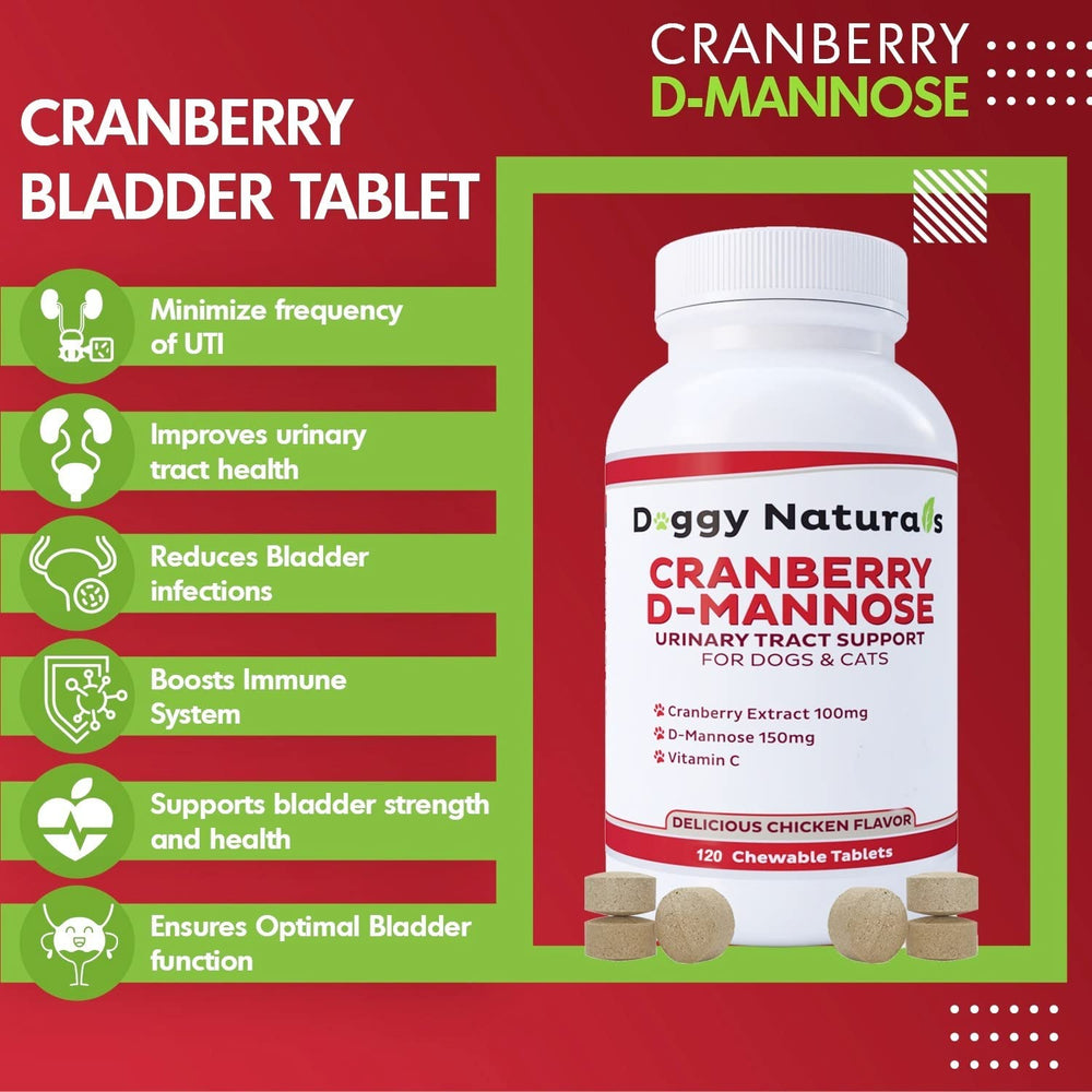 Tablettes appétentes Cranberry D-Mannose, odeur poulet facilitant la prise.