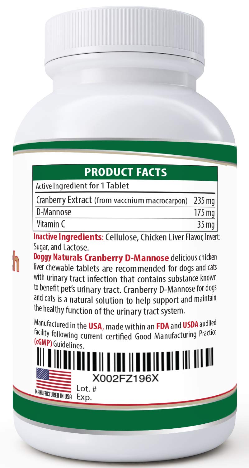 Pet Health Pharma Cranberry D-Mannose – étiquette lisible indiquant le dosage par poids