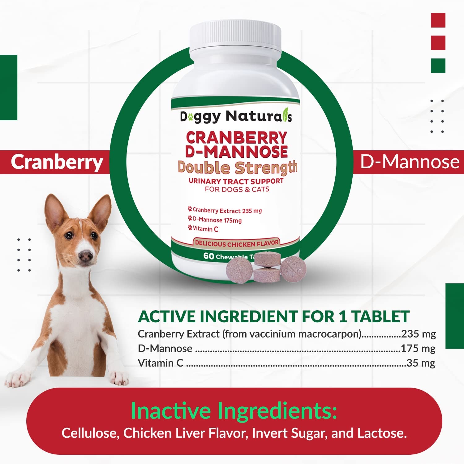 Pet Health Pharma Cranberry D-Mannose – comprimés saveur poulet faciles à administrer