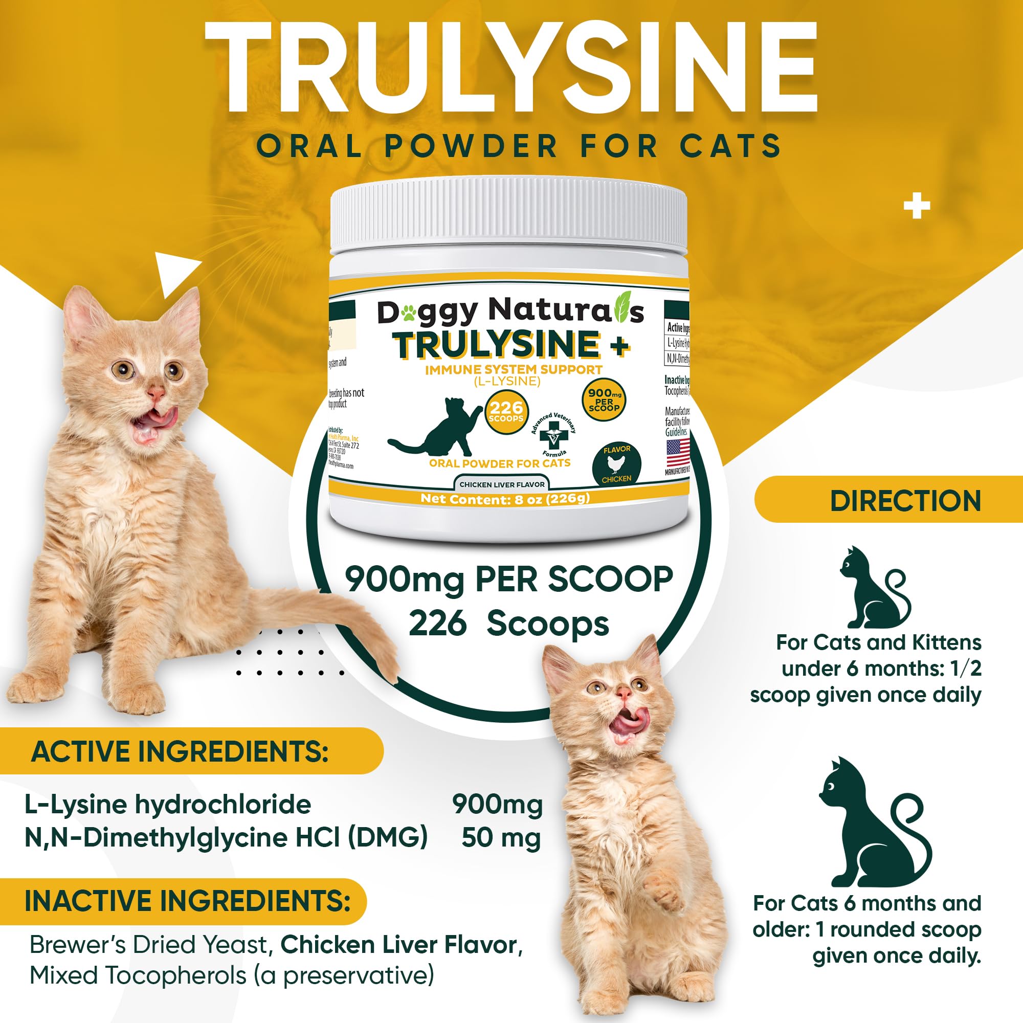 Trulysine Plus, doseur inclus pour doser facilement la poudre Lysine pour chats.