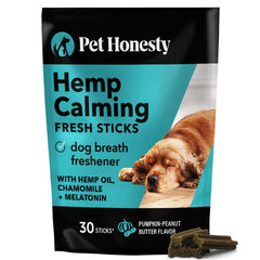 Bâtonnet apaisant Pet Honesty au chanvre pour chiens en situation d’anxiété.