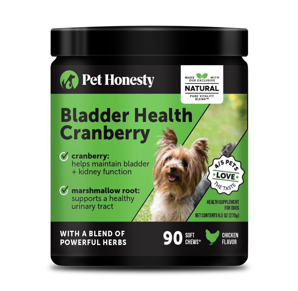 Pet Honesty Bladder Health Cranberry – boîte de friandises faciles à donner et potentiellement bénéfiques pour la santé urinaire.