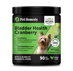 Pet Honesty Bladder Health Cranberry – boîte de friandises faciles à donner et potentiellement bénéfiques pour la santé urinaire.