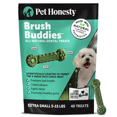 Pet Honesty Brush Buddies bâton dentaire pour petits chiens, haleine plus fraîche.