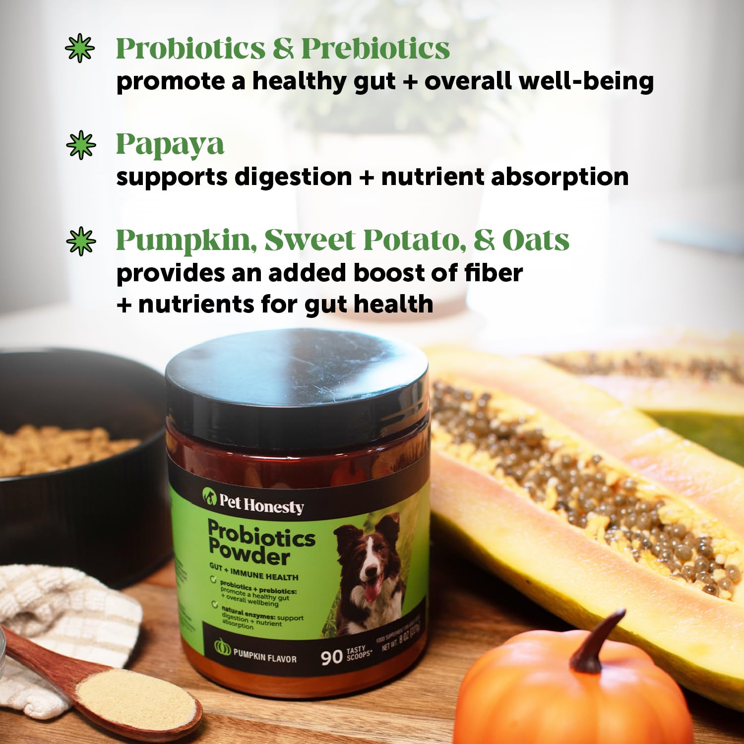 Pet Honesty enzymes poudre digestion, aide à l’absorption des nutriments.