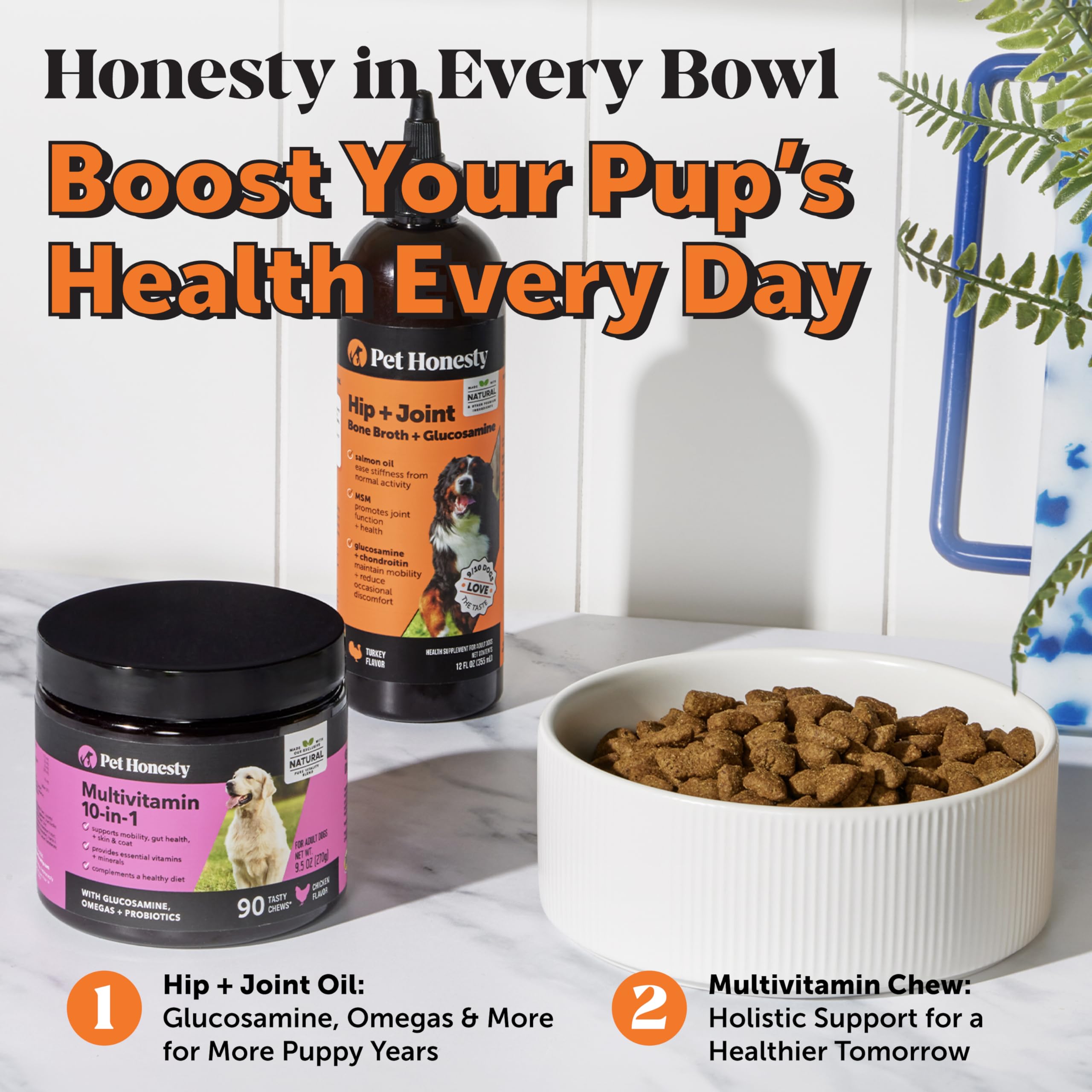 Pet Honesty MSM soutien articulation, peut aider à bouger avec plus de confort.
