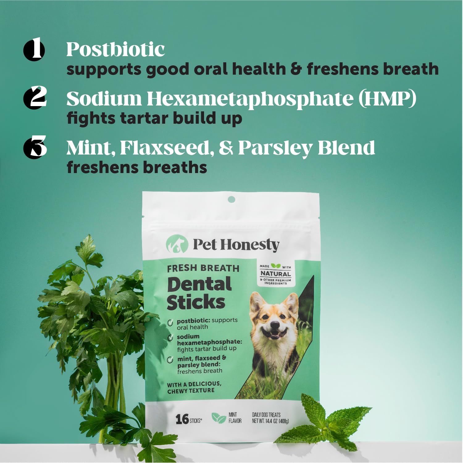 Pet Honesty – texture ridée des sticks, aide au nettoyage des dents.
