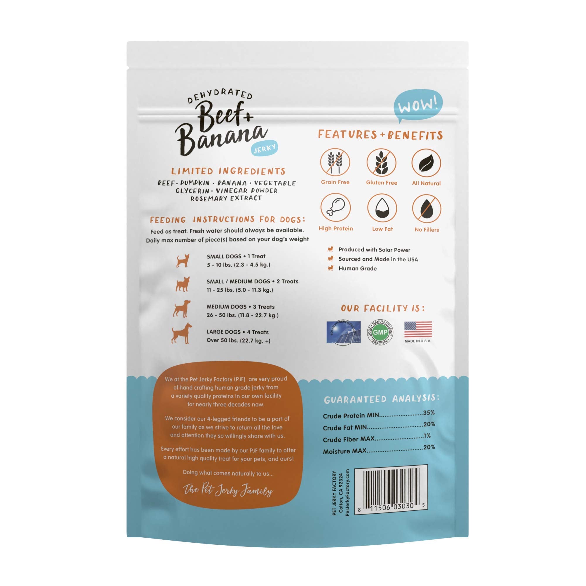 Ingrédients naturels et simples utilisés pour Pet Jerky Factory