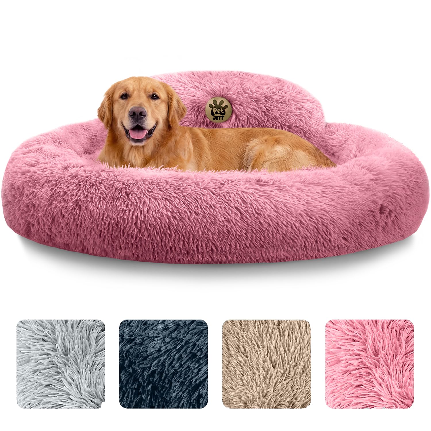 Lit-chien donut PetJett en douceur pour repos enveloppant.