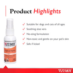 Zymox application directe sur la peau, sans pré-nettoyage nécessaire.